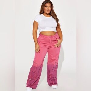 Fashion Nova Ophelia Ombre Cargo Jeans - Raspberry Size 13